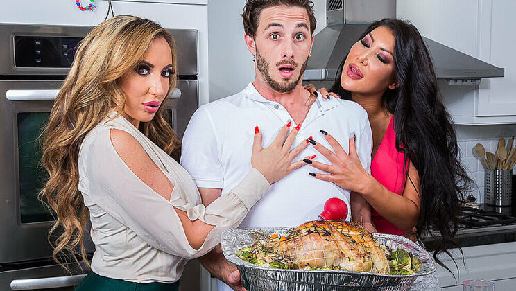 Lucas Frost Gets Fucked By Richelle Ryan and August Taylor's Big Tits