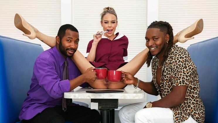 [BlacksonBlondes] - Dinner for Three: Pussy, Cock, and Ass