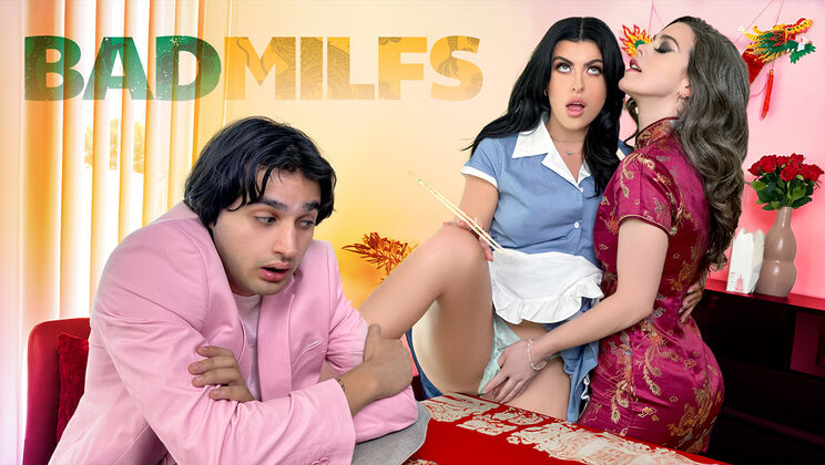 [BadMilfs] - Naughty Waitress Serves Up a Threesome - Elias Cash - Gal Ritchie - Nicole Emma Vaunt