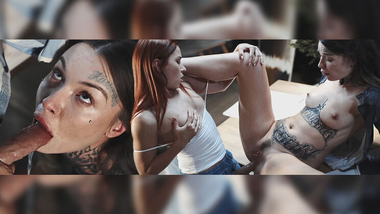 [FutanariXXX] - Hot Brunette and Redhead Bukkake Art Show - Tabitha Poison - Clemence Audiard