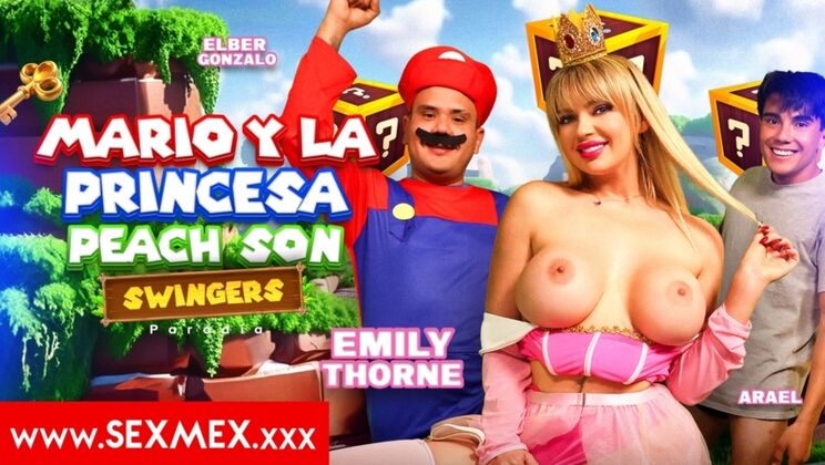 [SEXMEX] - Big Tits Emily Thorne Takes on Mario and Peach - Emily Thorne