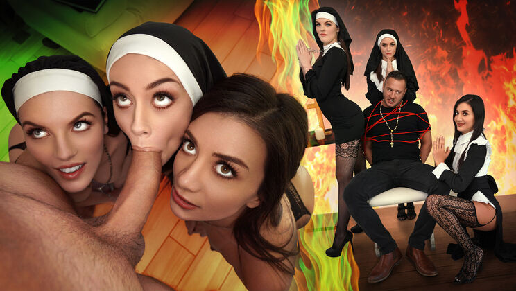 [BFFs] - Three Nuns Take Turns Riding Danny’s Hard Cock - Danny Mountain - Natalie Brooks - Fiona Frost - Selena Love