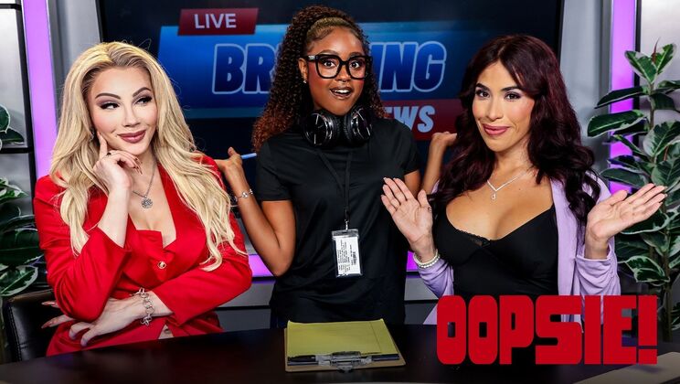 [Oopsie!] - Interracial Threesome: Blonde, Brunette, Ebony Anal & Cum in Mouth