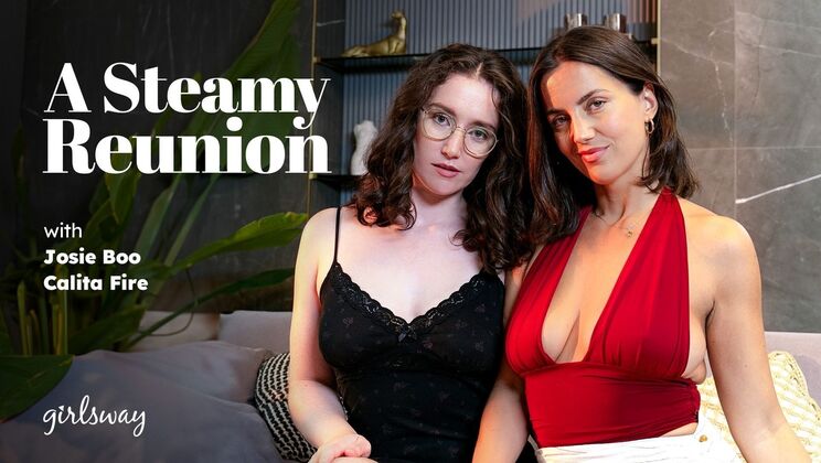 [Girlsway] - Glasses-Wearing Lesbians Lick Hairy Pussy and Big Natural Tits - Calita Fire - Josie Boo